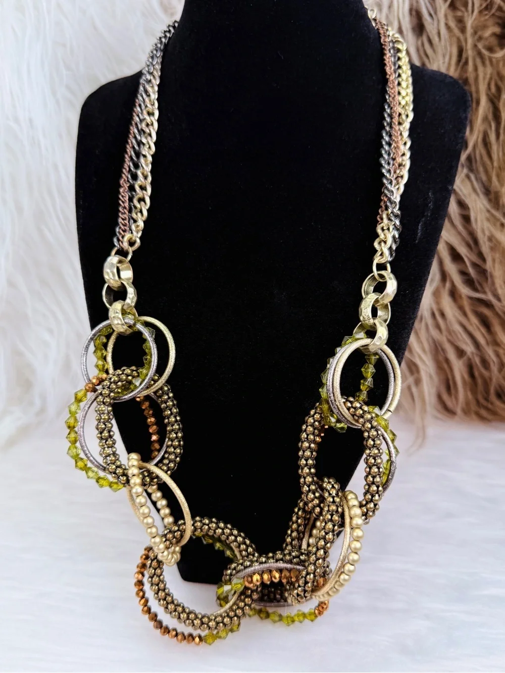 Vintage Bohemian Chic Multi-Color Chain Necklace